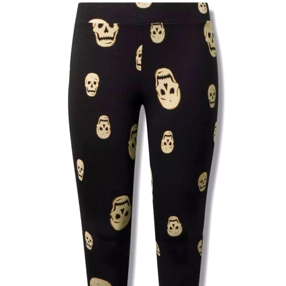 ❤️NWT VINTAGE TORRID  HALLOWEEN LEGGING -  MOODY SKULLS PRINT - FULL LENGTH - Picture 8 of 11